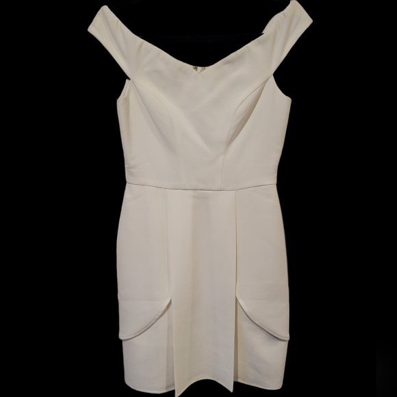 Adelyn Rae Size XS Off Shoulder Layered Sheath Dress Ivory Women - Picture 2 of 6